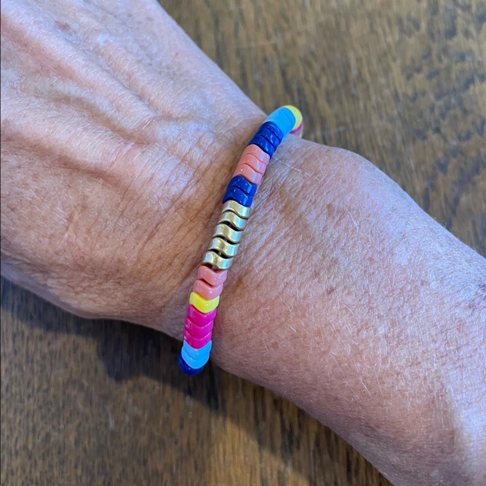 J Crew Chevron Multi Colored Stretch Bracelet